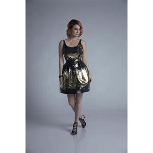 NEW LAST DRESS aurora luxe dress in black-gold